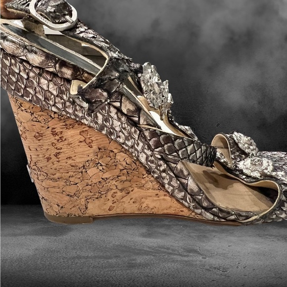 Chanel sandals exotic skin/ cork heel - Picture 7 of 8